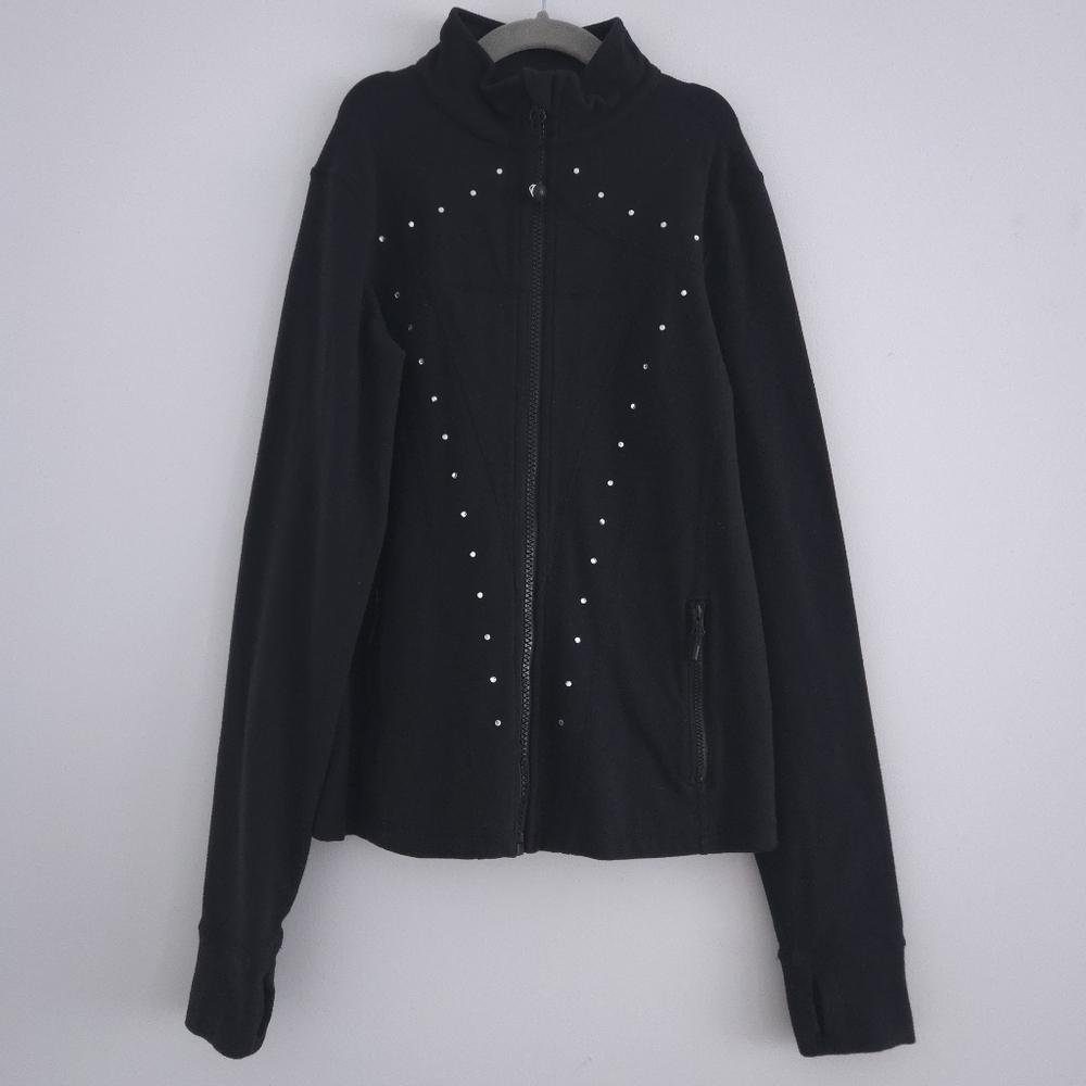 Ivivva By Lululemon Black Rhinestone Zip Up Jacket size 12